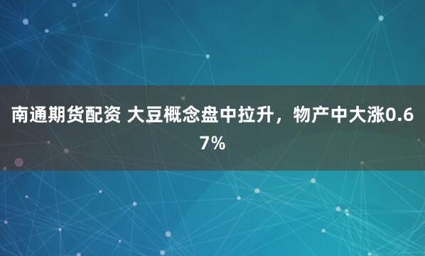 南通期货配资 大豆概念盘中拉升，物产中大涨0.67%