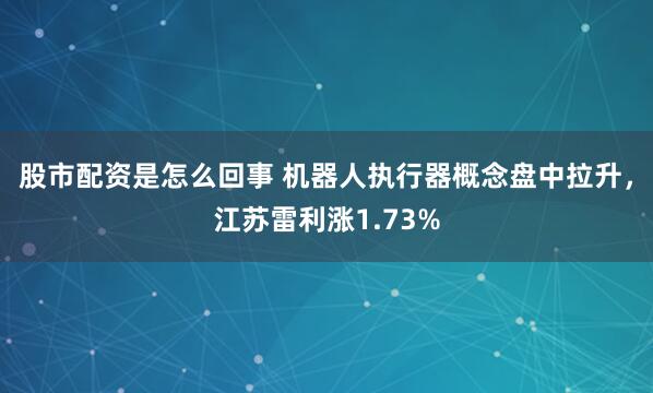 股市配资是怎么回事 机器人执行器概念盘中拉升，江苏雷利涨1.73%
