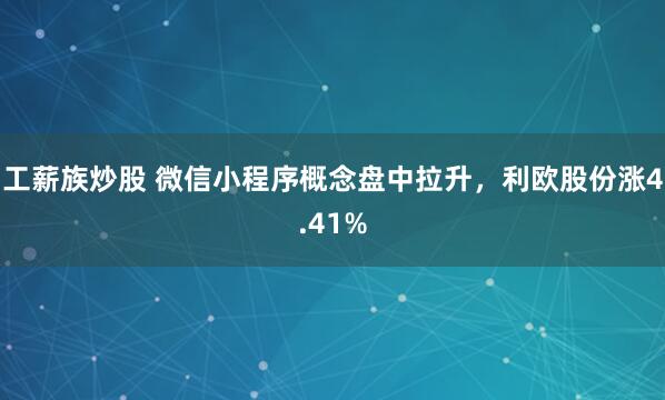 工薪族炒股 微信小程序概念盘中拉升，利欧股份涨4.41%